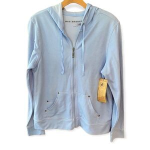 Brit & Bridle Sz L NWT Light Blue Front Pockets Casual Zip-Up Hoodie Jacket